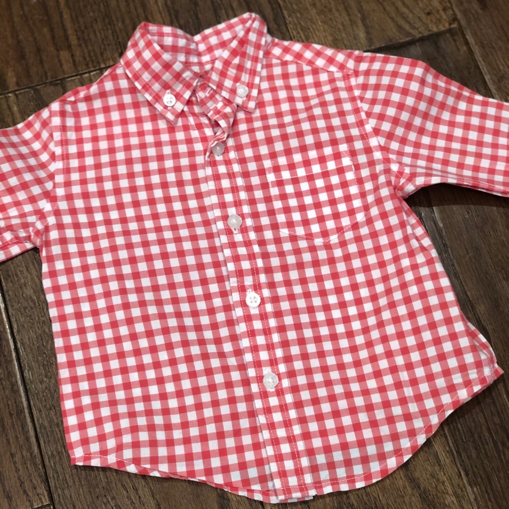 Janie and Jack boys red plaid shirt 3-6m